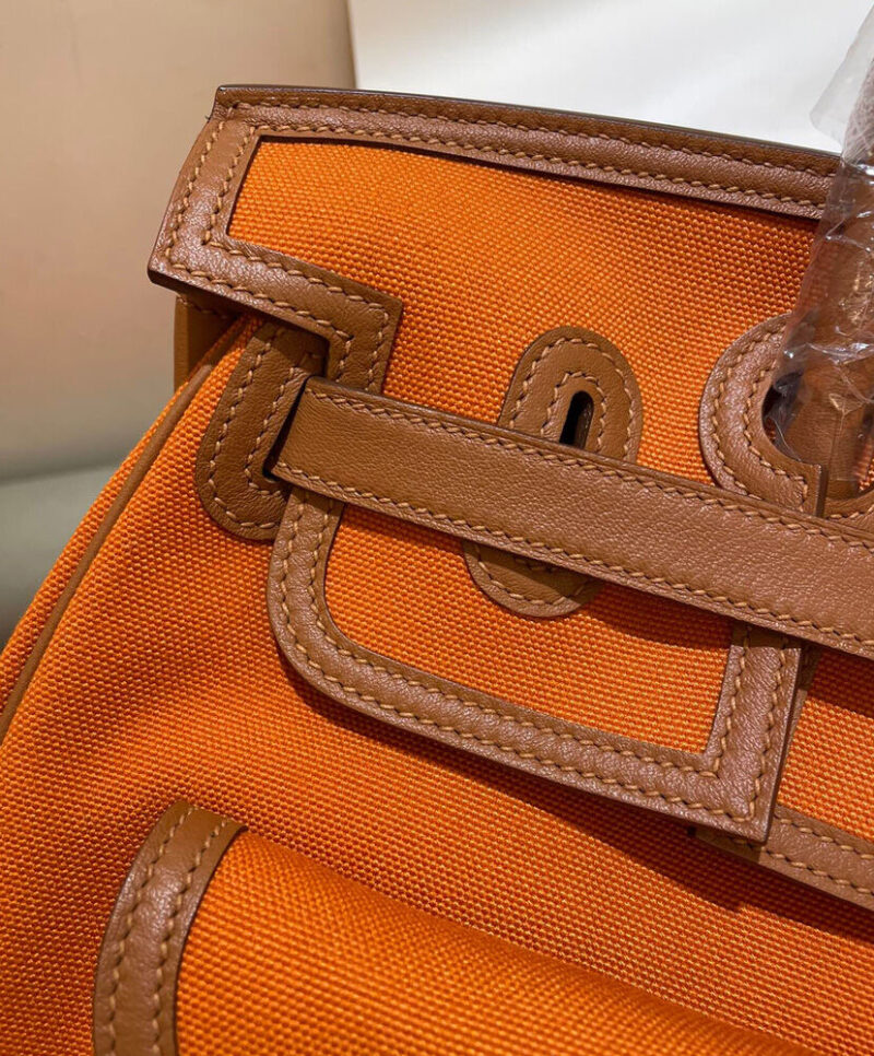 Hermes Birkin 35 Canvas & Swift Leather Cargo Orange